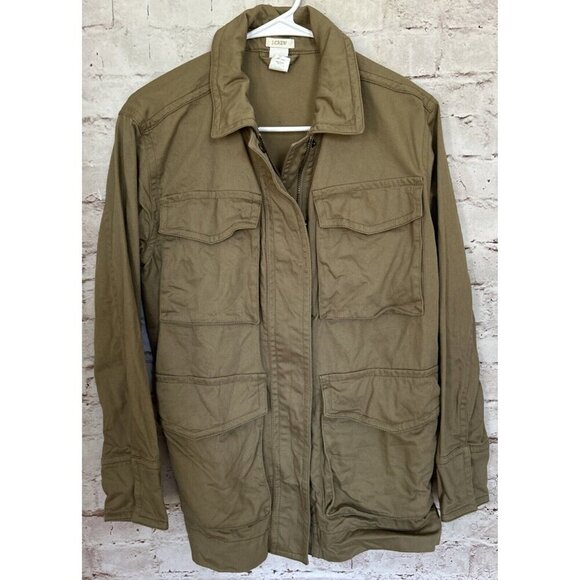 J. Crew Womens S Military Utility Field Cargo Jacket Zip Front Belted Olive Drab - Picture 2 of 5